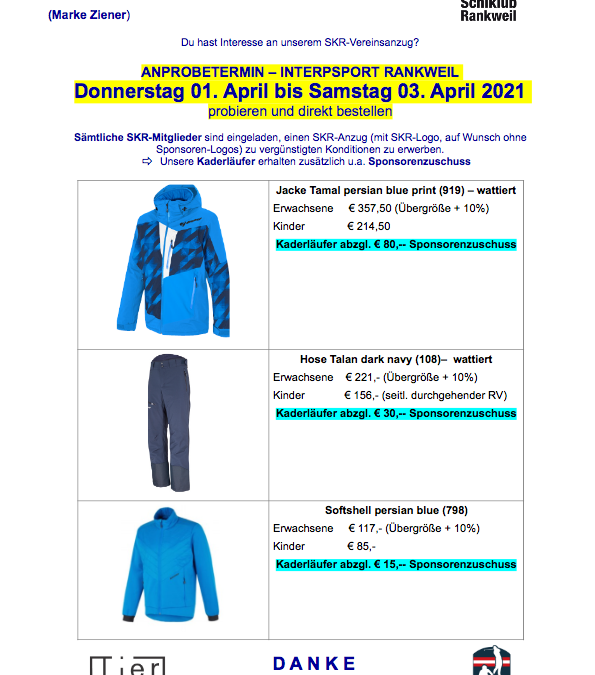 Ausschreibung Ziener 2021 – Anprobe