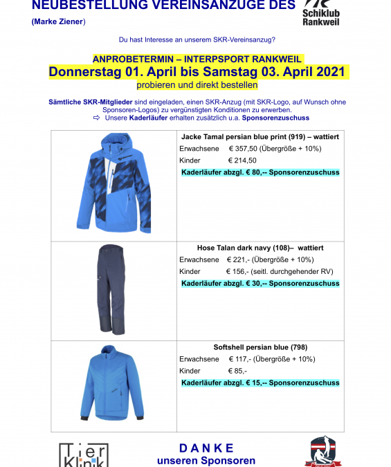 Ausschreibung Ziener 2021 – Anprobe