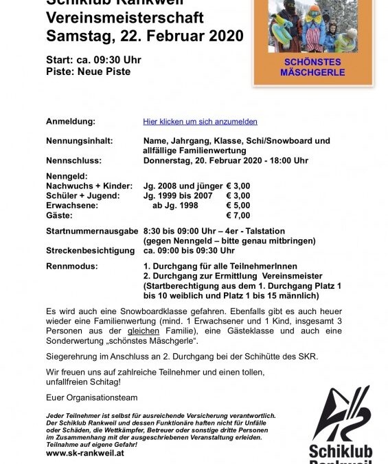 SKR Vereinsmeisterschaft – Ausschreibung 2020