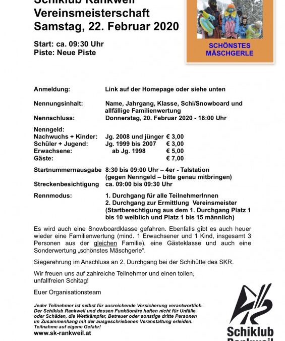 SKR Vereinsmeisterschaft – Ausschreibung 2020